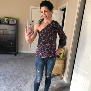 JCrew one shoulder long sleeve bow top,sz2